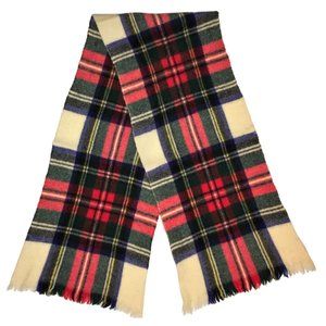 Vtg Scarf Wool Winter Classic Buffalo Plaid Fringe